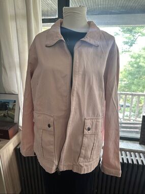 Arizona Jean Company Light Pink Cotton Casual Zip Front Jacket Large